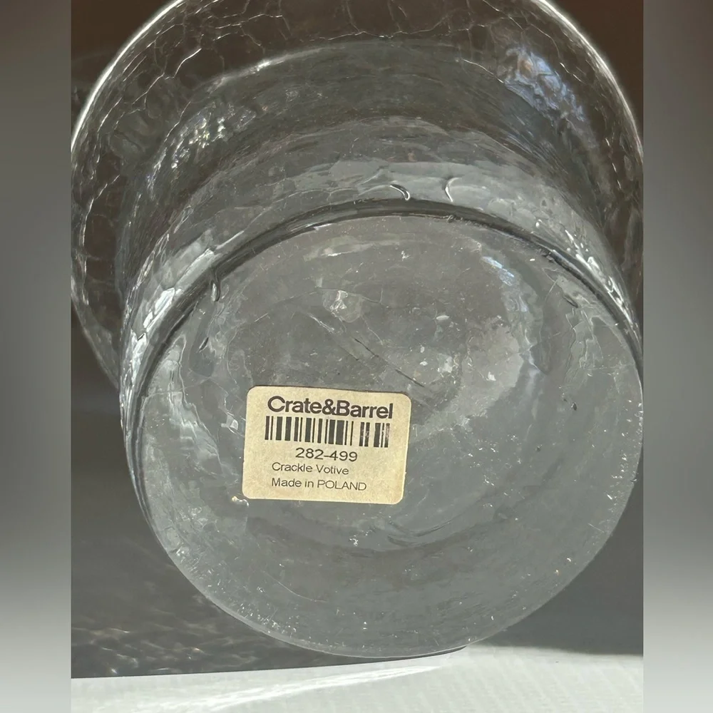 Set of two Krosno Poland Crackle candle/votive holders. Crate & Barrel